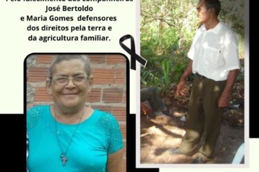 Nota de pesar pelo falecimento dos companheiros José Bertoldo e Maria Gomes